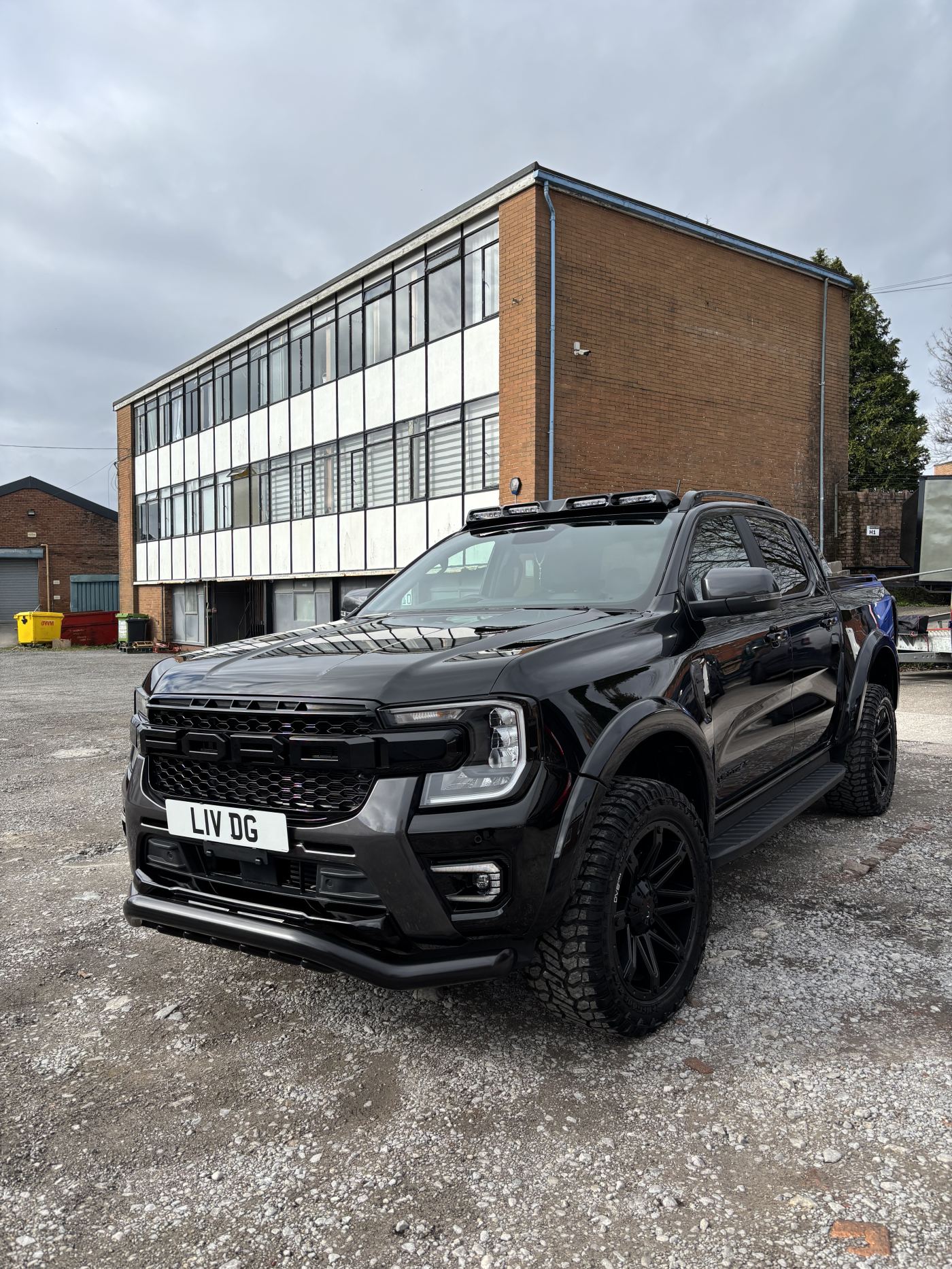 Blacked-out Ford Ranger pickup after full detail in Bridgend South Wales