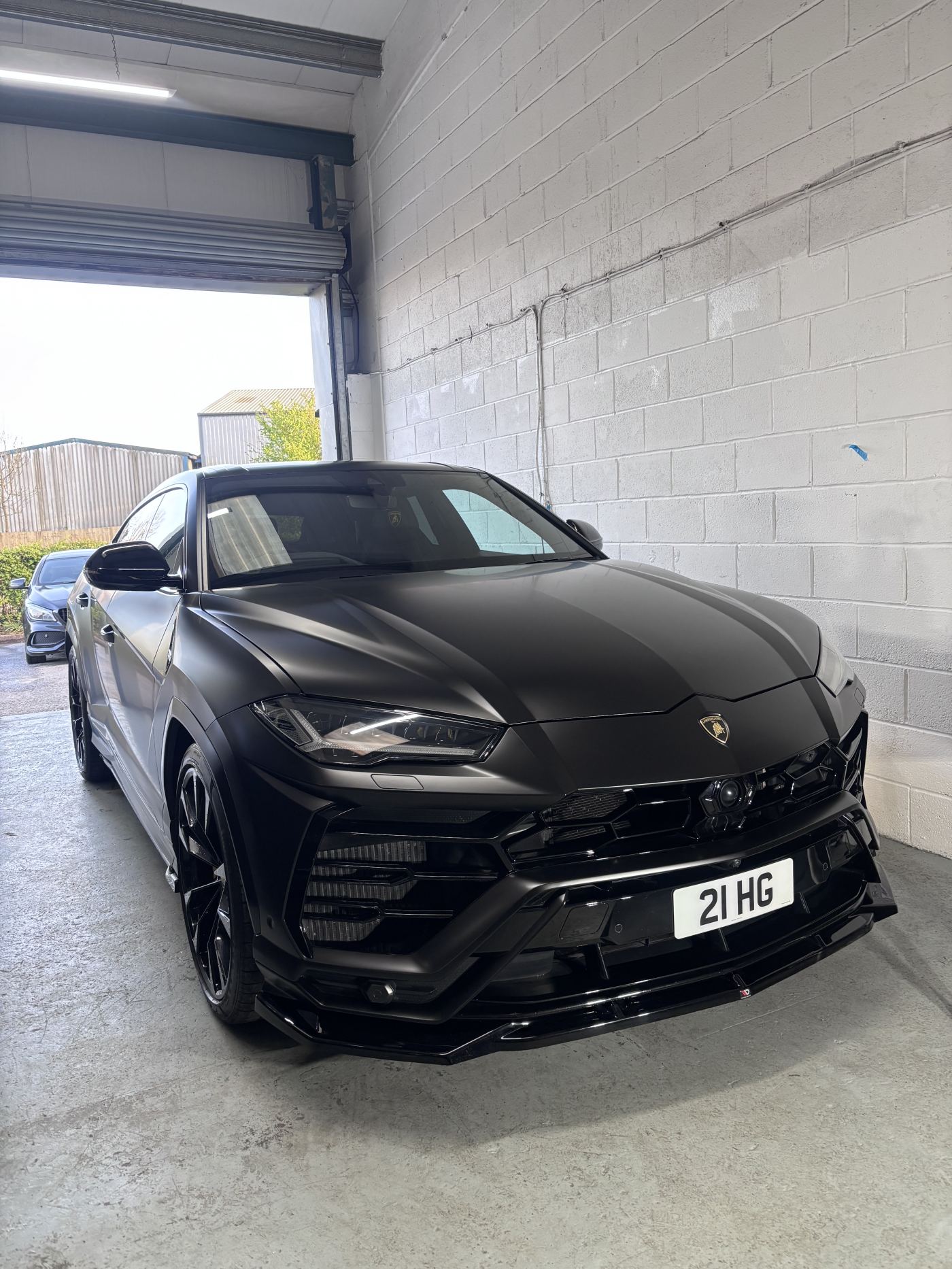 Satin black Lamborghini Urus detailed at Chauvel's Detailing unit in Bridgend